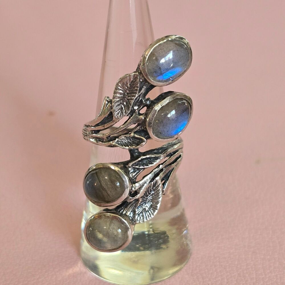 Vintage Labradorite Sterling Silver Ring Sz 7.5